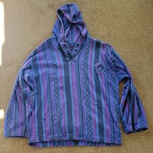 Vintage 90's Rusty Purple Striped Anorak Hoodie. XL.